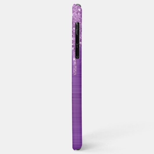 Paarse glitterschijven op maat Case-Mate iPhone case (Achterkant/links)