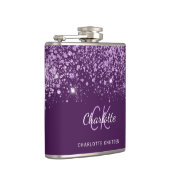 Paarse glitterschuim naam script  heupfles (Rechts)