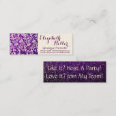 paarse glittervisitekaartjes mini visitekaartje (Voorkant / Achterkant)
