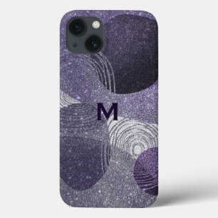 Paarse Glittery Abstract Monogrammen iPhone 13 Hoesje