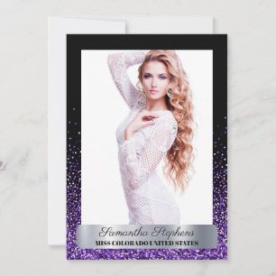Paarse Glitz Shimmer Wedstrijd Autogramkaart Kaart