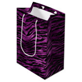 Paarse Glitz Zebra Print Medium Cadeauzakje (Voorkant Gekanteld)