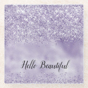 Paarse Glitzy Glitter Glazen Onderzetter