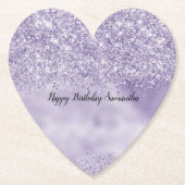 Paarse Glitzy Glitter Kartonnen Onderzetters (Voorkant)