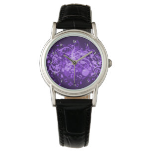 Paarse gloed Muzieknoten polshorloge Horloge
