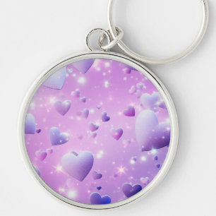 Paarse Glow Hart Sleutelhanger