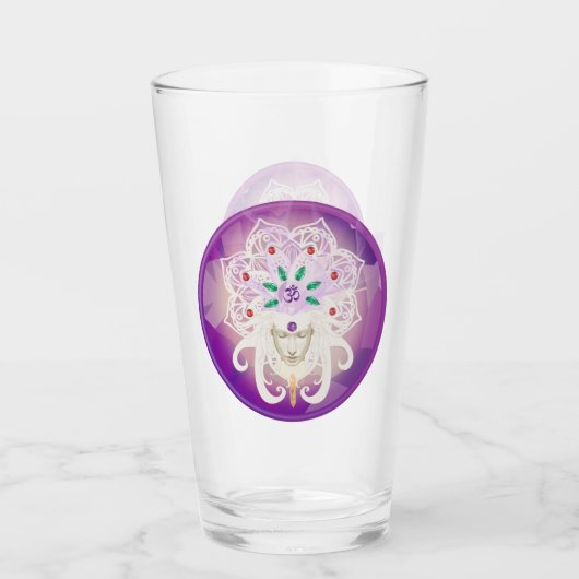 Paarse godin Meditation Om Zen Drink glas (Voorkant)