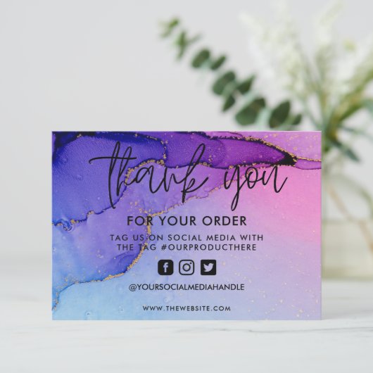 Paarse Gold Abstracte Waterverf Media invoegen (Staand voorkant)