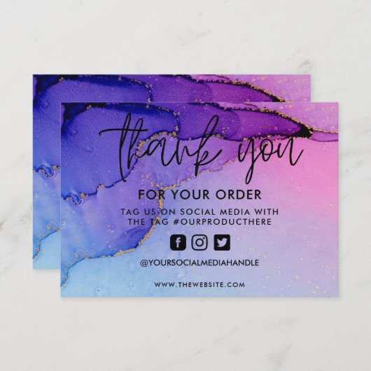 Paarse Gold Abstracte Waterverf Media invoegen (Voorkant / Achterkant)