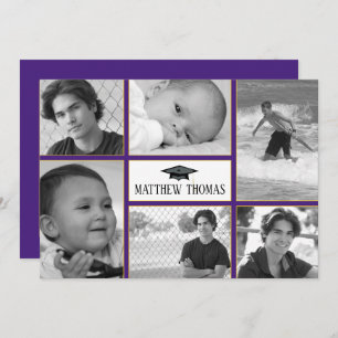 Paarse & Gold Afstuderen uitnodiging, Matte 5 x 7  Kaart