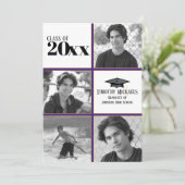 Paarse & Gold Afstuderen uitnodiging, Matte 7 x 5  Kaart (Staand voorkant)