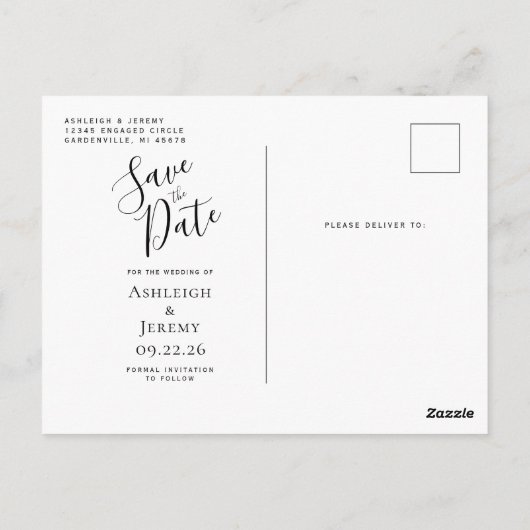 Paarse Gold Agate - Aangepaste foto Opslaan Datum Briefkaart (Achterkant)