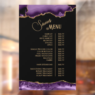 Paarse Gold Agate Services Menu Raamsticker