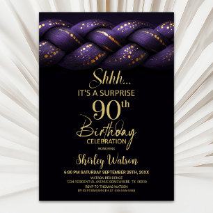 Paarse Gold Braid Surprise 90ste verjaardagsfeestj Kaart