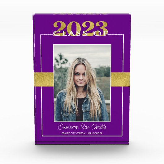 Paarse Gold Class of 2023 Afstuderen Keepomwille Fotoblokken (Voorkant)