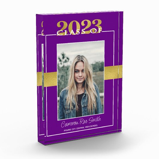 Paarse Gold Class of 2023 Afstuderen Keepomwille Fotoblokken (Links)