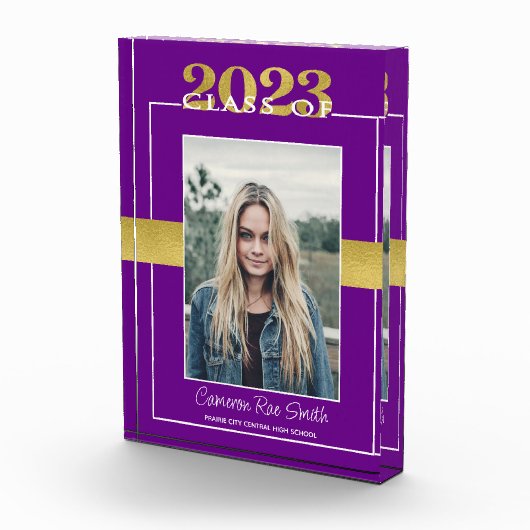 Paarse Gold Class of 2023 Afstuderen Keepomwille Fotoblokken (Rechts)