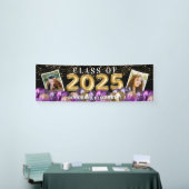 Paarse Gold Class of 2025 Photo Afstuderen Spandoek (Beurs)