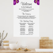 Paarse/Gold Floral Wedding Ceremony Program Sign. Poster (Keuken)