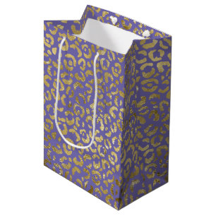 Paarse Gold Glam Leopard Print Medium Cadeauzakje