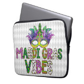 PAARSE GOLD GREEN MARDI GRAS VIBES LAPTOP SLEEVE (Voorkant Links)