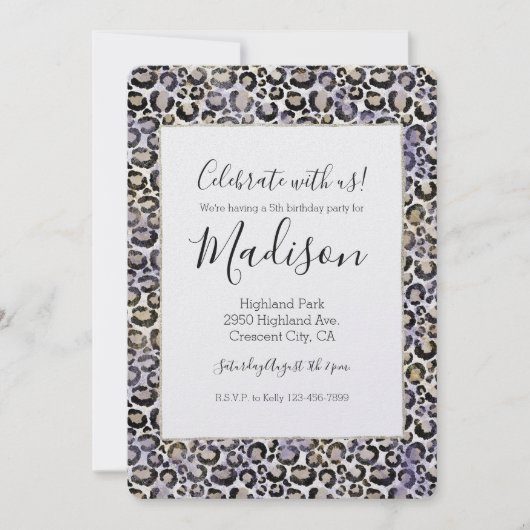 Paarse Gold Leopard-printer Kaart (Voorkant)