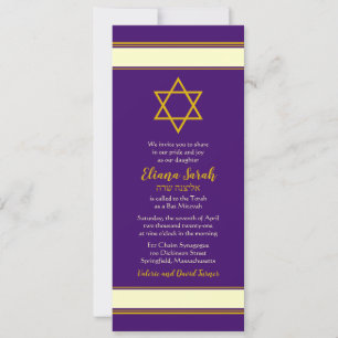 Paarse Gold Star van David Bat Mitzvah Uitnodiging