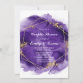 Paarse Gold Waterverf Couples - Uitnodiging (Voorkant)