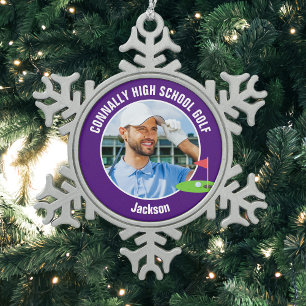 Paarse Golfer Foto Havo Golfteam Tin Sneeuwvlok Ornament