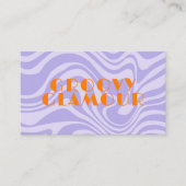 Paarse golven Retro Groovy Visitekaartje (Voorkant)