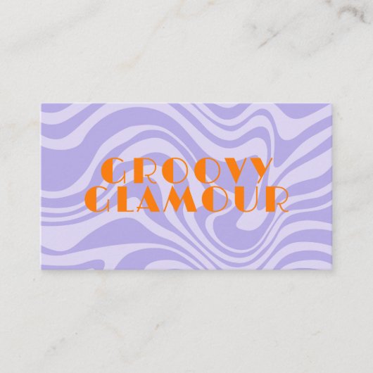 Paarse golven Retro Groovy Visitekaartje (Voorkant)