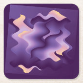 Paarse golven vierkante kartonnen onderzetter (Voorkant)