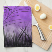 Paarse Gothic Graveyard Silhouette Hallow Souvenir Theedoek (Quarter Fold)