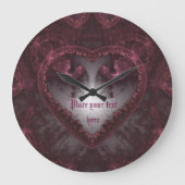 Paarse Gothic Heart 001 Grote Klok (Voorkant)
