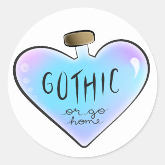 Paarse "Gothic or Go Home" Hart Potion Fles Ronde Sticker
