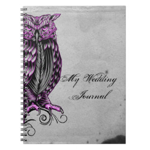 Paarse Gothic Owl Posh Wedding Journal Notitieboek