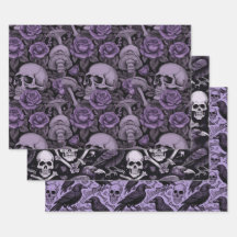Paarse Gothic Prints, Raven Schedel Paddenstoelen