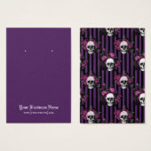 Paarse Gothic Skulls Halloween Earring Card Visitekaartje (Voorkant /achterkant)