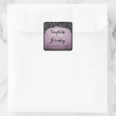 Paarse Gothic Square Wedding Sticker (Tas)