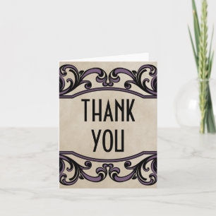 Paarse Gothic Swirls Dank je wel Bedankkaart