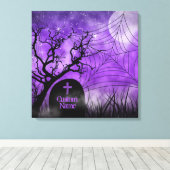 Paarse Gothic Web Custom Wrapped Canvas Afdruk (Insitu (Houten vloer))