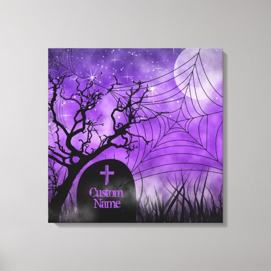 Paarse Gothic Web Custom Wrapped Canvas Afdruk (Voorkant)