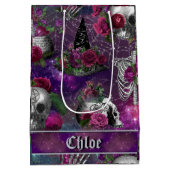 Paarse Gothic Witch Skull en Rozen Medium Cadeauzakje (Achterkant)