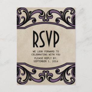 Paarse gothische draden RSVP Briefkaart