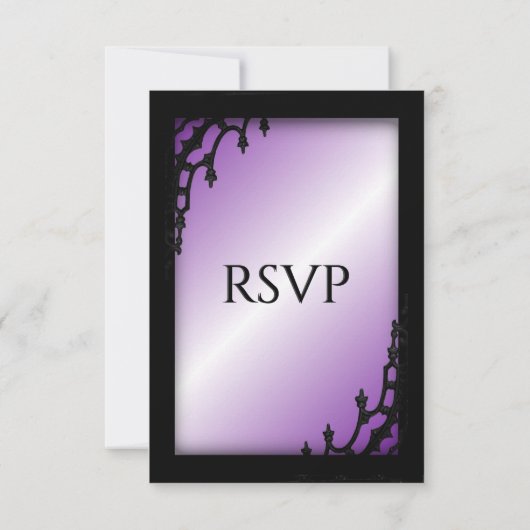 Paarse gothische RSVP met menukeuze (Achterkant)