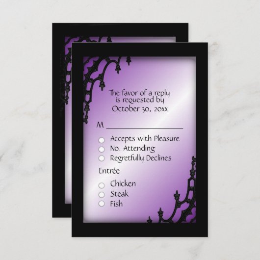 Paarse gothische RSVP met menukeuze (Voorkant / Achterkant)