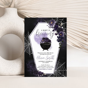 Paarse Gotische Bloemen Baby shower Uitnodiging