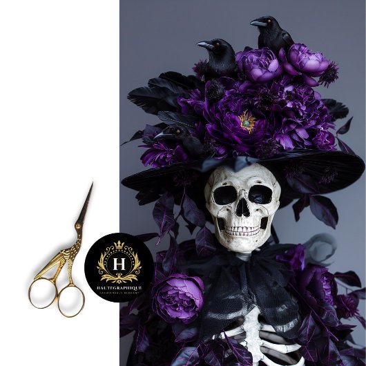 Paarse Gotische Raven Skelet Schedel Decoupage Tissuepapier