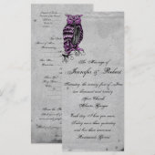 Paarse Gotische Uil Posh Bruiloft Programma (Voorkant / Achterkant)