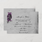 Paarse Gotische Uil Posh Bruiloft Reactie Kaart (Voorkant / Achterkant)